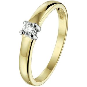 Ring - Bicolor - 14K Goud - Geel/Wit - Zirkonia 3mm - Tijdloos Design