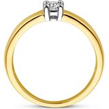 Ring - Bicolor - Wit- en Geelgouden Ring - Zirkonia - 3.5mm