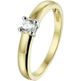 Ring - Bicolor - Wit- en Geelgouden Ring - Zirkonia - 3.5mm
