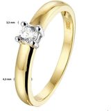 Ring - Bicolor - Wit- en Geelgouden Ring - Zirkonia - 3.5mm