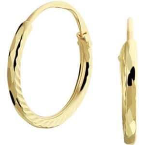 14K - Geelgouden Oorringen - Gediamanteerd - Minimalistisch Design