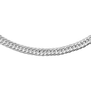 collier dubbel gourmette 7,4 mm 45 cm met groot springslot zilver wit 1021067