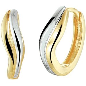 Klapoorringen - Bicolor - 14K Geelgoud - 12.5x4mm