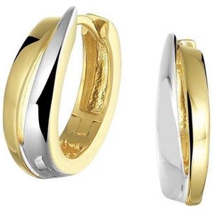 Klapoorringen - Bicolor - 14K Geelgoud - 14.5x4.5mm