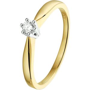 Ring - Bicolor Goud - 0.08ct Diamant - H Si - Gepolijst