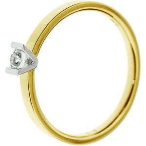 Ring - Bicolor Goud Geel/Wit - Diamant 0.075ct H Si - Gepolijst