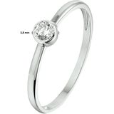 Ring - Witgouden Ring - 14K - Zirkonia - Gepolijst