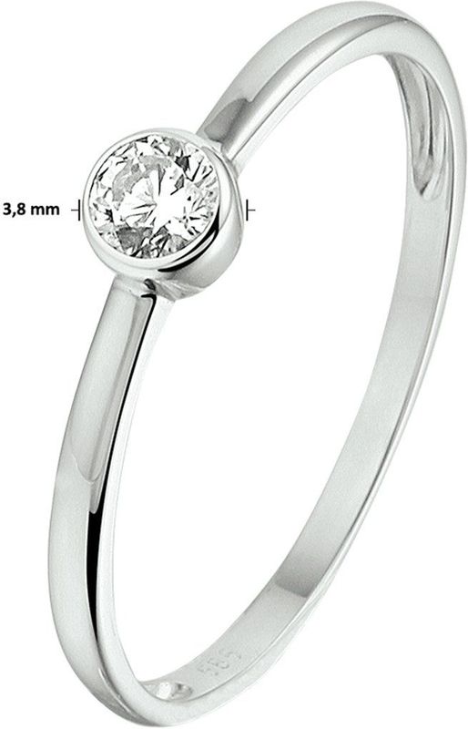 Ring - Witgouden Ring - 14K - Zirkonia - Gepolijst