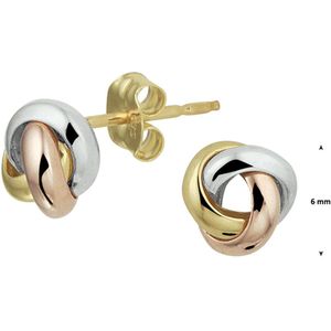 Oorknopjes - Tricolor - Geel - Roze - Witgouden Oorknoppen - 6 mm