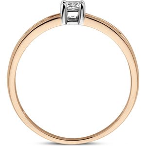 Ring - Bicolor - 14K Goud - Rosé/Wit - Zirkonia