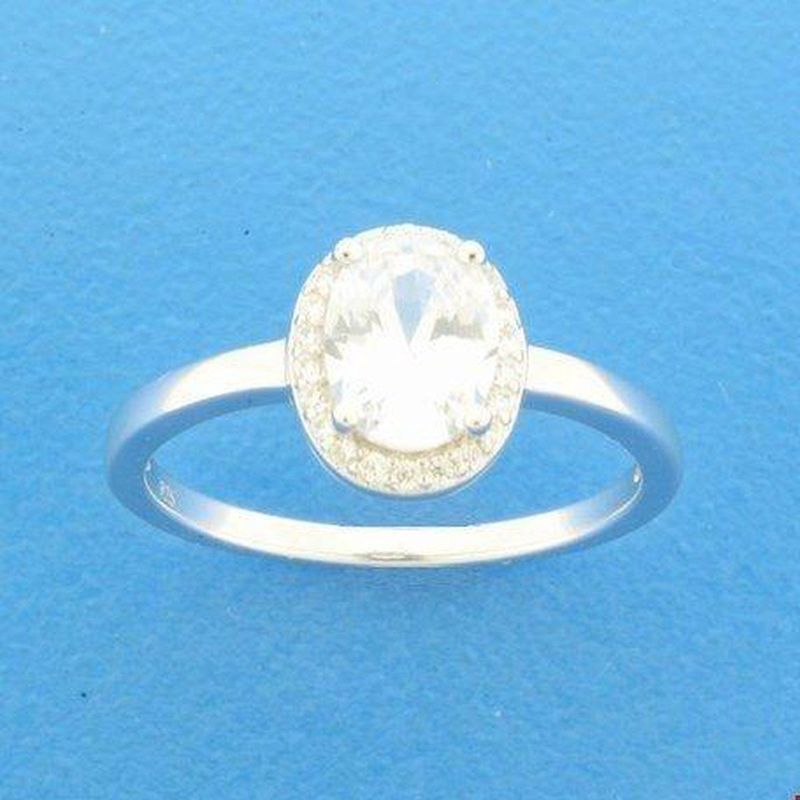 ring zirkonia halo zilver gerhodineerd 1329274