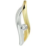 Hanger - Geelgoud - Bladvormig - Met Zirkonia - 14 Karaat - 6x17,5 mm