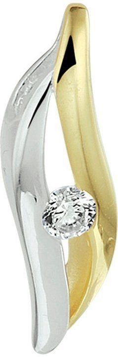 Hanger - Geelgoud - Bladvormig - Met Zirkonia - 14 Karaat - 6x17,5 mm