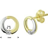 Oorknopjes - Bicolor - 14K Geelgoud - Zirkonia - 8 mm