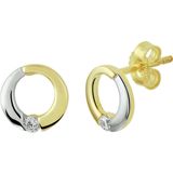 Oorknopjes - Bicolor - 14K Geelgoud - Zirkonia - 8 mm