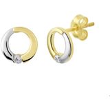 Oorknopjes - Bicolor - 14K Geelgoud - Zirkonia - 8 mm