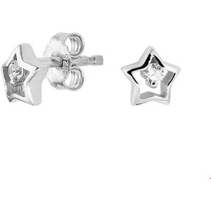 Zilver - Gerhodineerde Oorknoppen - Ster - Zirkonia - 5.5x6mm