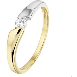 ring zirkonia 14K bicolor goud geel/wit 4208420