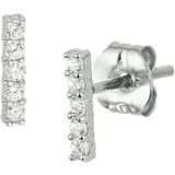 Oorknoppen - Witgouden Balkje - Oorsieraden - Met Zirkonia - 7x1,5 mm