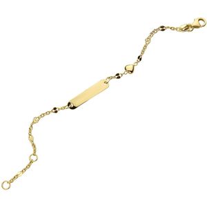 Graveerarmband - Hart Plaat - 14k Geelgoud - Karabijnslot - Gepolijst