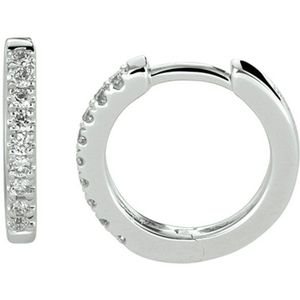 Klapoorringen - 14K Witgoud - Diamant 0.10ct - G SI - 11x1.5mm