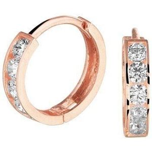 klapoorringen zirkonia 14K roségoud 4401175