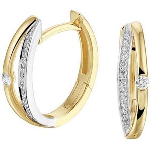 klapoorringen diamant 0.11ct (2x0.055ct) h si 14K bicolor goud geel/wit 4208488