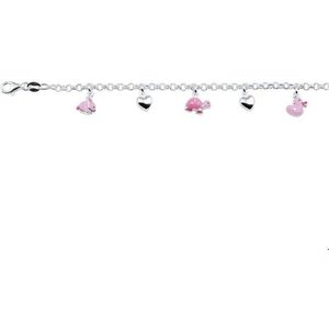 Zilveren Armband - Hartjes en Dierenbedels - 925 Zilver