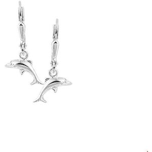 oorhangers dolfijn brisur haak zilver wit 1001154