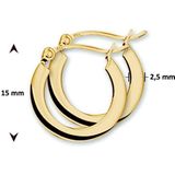 Oorringen - Geelgoud - 2,5 mm - Vierkant - Hefboom-sluiting