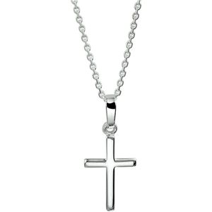 Zilveren collier met kruis hanger | 925 sterling zilver | 41-45 cm | Gerhodineerd