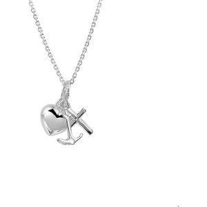 collier geloof, hoop en liefde 41 + 4 cm zilver wit 1019666