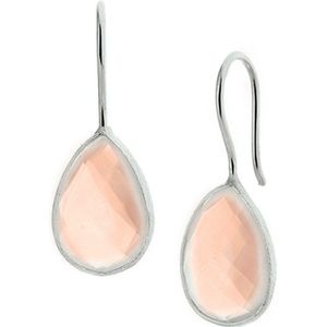 Roze Chalcedoon Oorhangers van Zilver met Franse Haak
