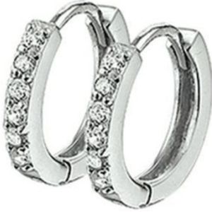 Zilver Gerhodineerde Klapoorringen zirkonia 1320023