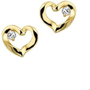 Geelgouden Oorknoppen hart zirkonia 4016964