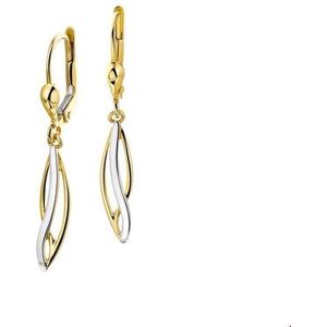14K Geelgoud - Bicolor Oorhangers Brisur Haak - Gestift