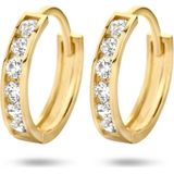 Geelgouden Klapoorringen - Zirkonia - 14k - 11x2.3mm