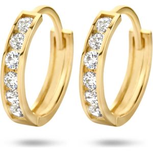 Geelgouden Klapoorringen - Zirkonia - 14k - 11x2.3mm