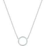 Zilver - Gerhodineerde Collier - 41 cm - 1 mm Anker - Open Cirkel 11 mm