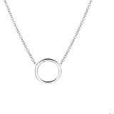 Zilver - Gerhodineerde Collier - 41 cm - 1 mm Anker - Open Cirkel 11 mm