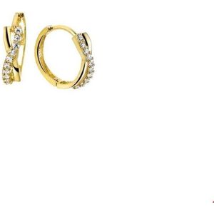 Klapoorringen - Geelgoud - 14K - Zirkonia