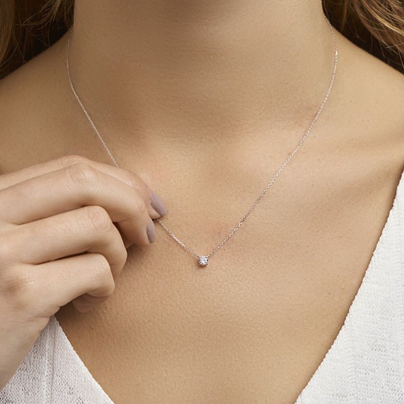 Collier - Zirkonia - Witgoud - 14K - Gepolijst