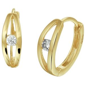 Geelgouden Klapoorringen - Zirkonia - 13x4mm