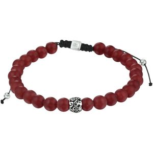 Zilver Gerhodineerde Kralenarmband rood agaat 6 1800795