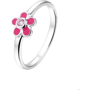 ring bloem en roze zirkonia zilver wit 1020317