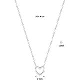 Collier - Zilver - Opengewerkte Hart Hanger - 40 cm - Anker Schakels