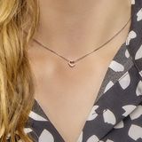 Collier - Zilver - Opengewerkte Hart Hanger - 40 cm - Anker Schakels