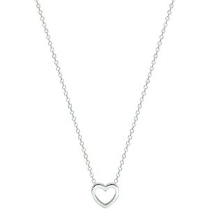 Collier - Zilver - Opengewerkte Hart Hanger - 40 cm - Anker Schakels