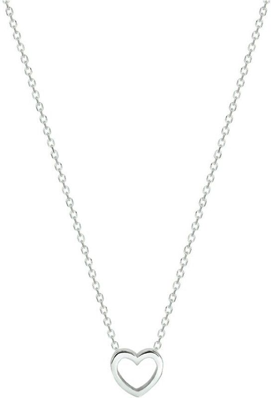 Collier - Zilver - Opengewerkte Hart Hanger - 40 cm - Anker Schakels