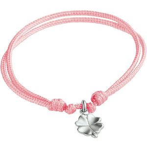 Armband - Zilver - Gerhodineerd - Klaver - Rubber/Nylon/Leer